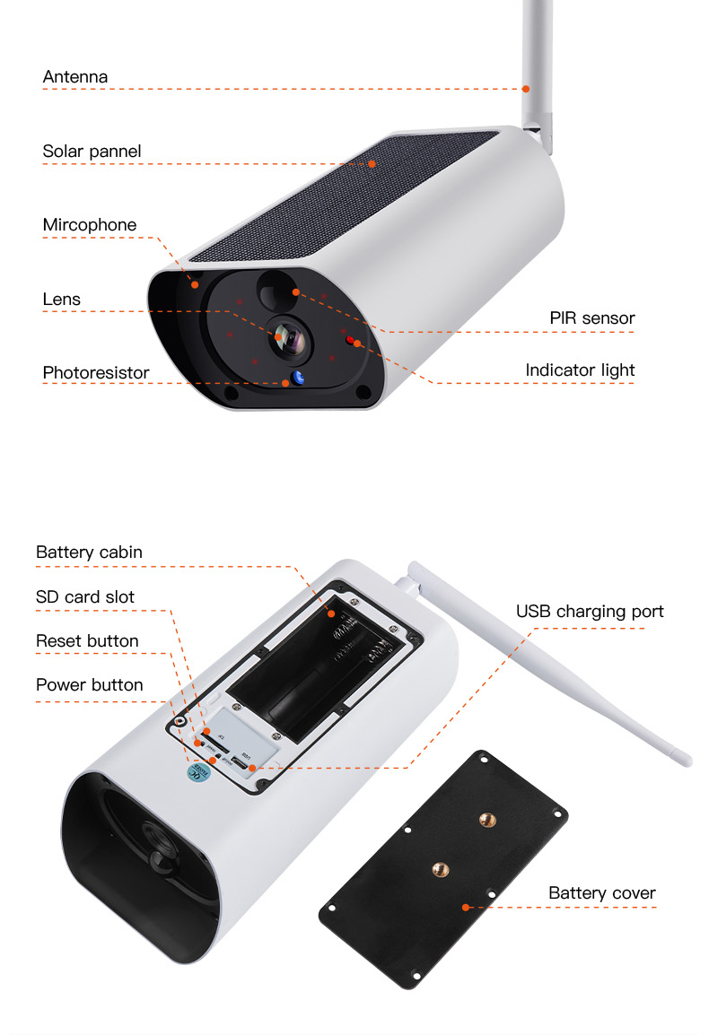 1080P wireless remote infrared night vision two-way voice waterproof IP66 solar gun machine